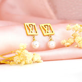 LV Square Frame Pearl Earrings